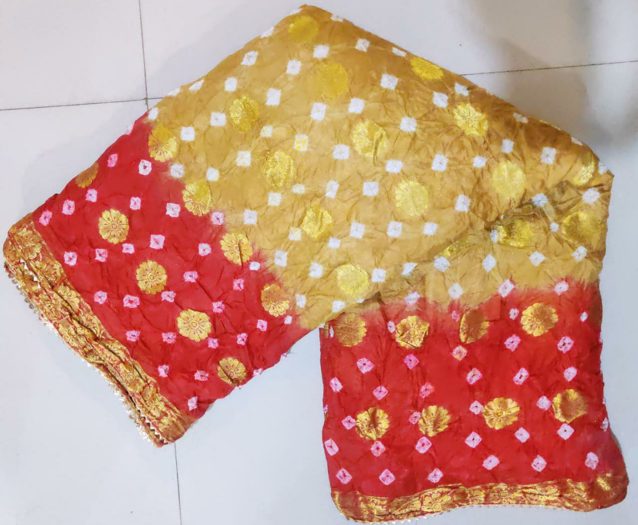 Pure Dolar Buti Tapeta Silk Zari Gotapatti Work Saree, IR