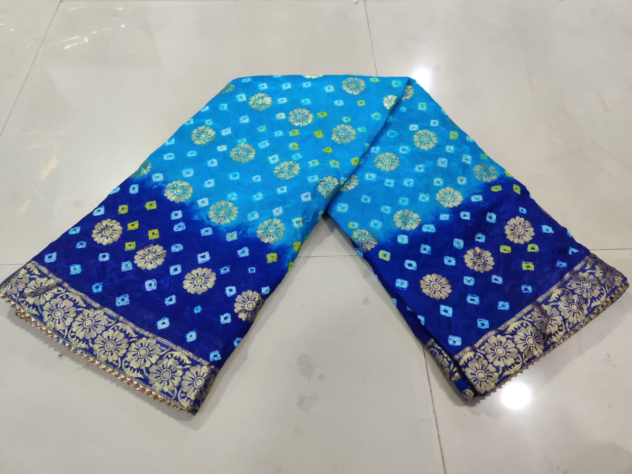 Pure Dolar Buti Tapeta Silk Zari Gotapatti Work Saree, IR