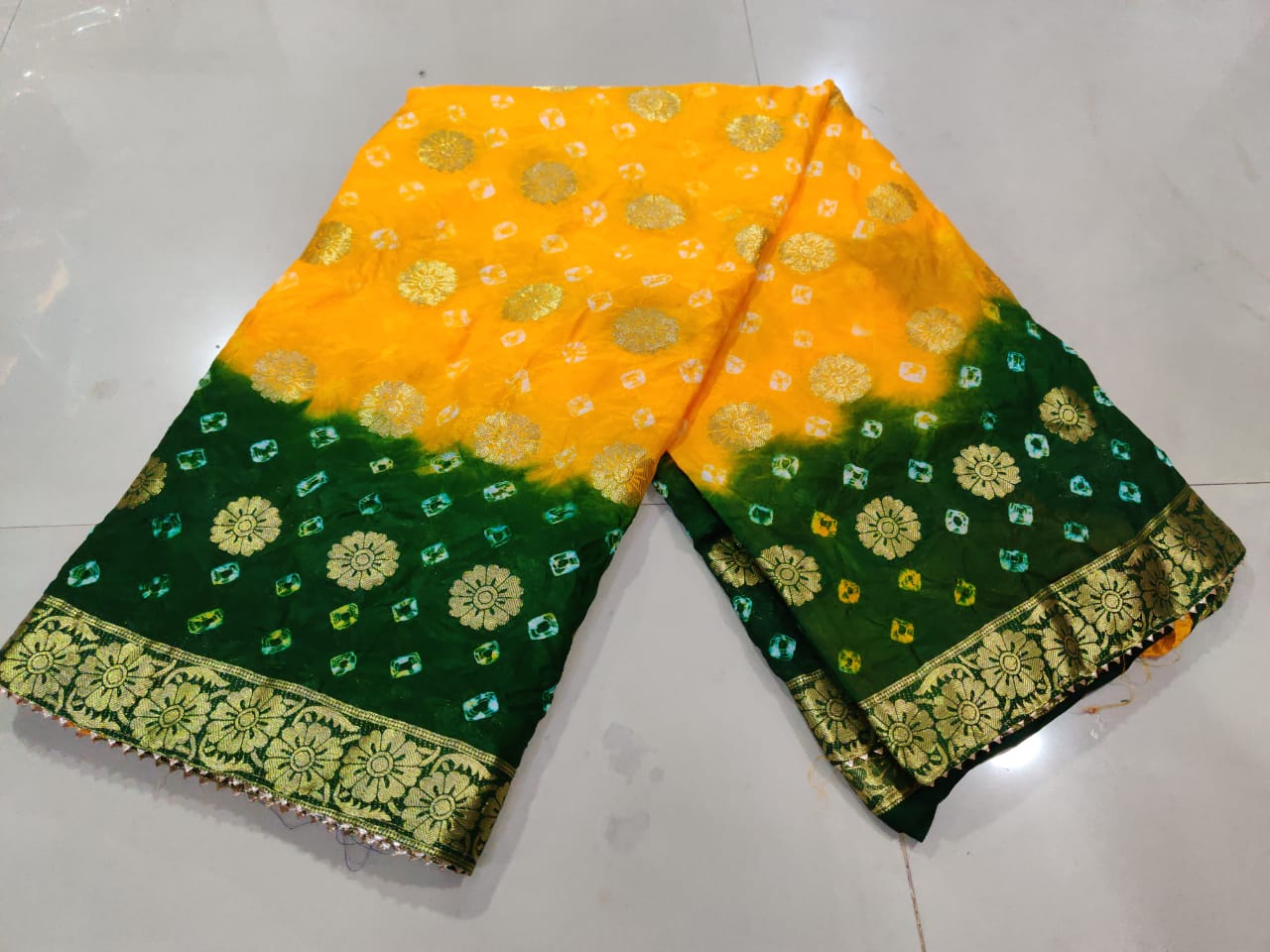 Pure Dolar Buti Tapeta Silk Zari Gotapatti Work Saree, IR