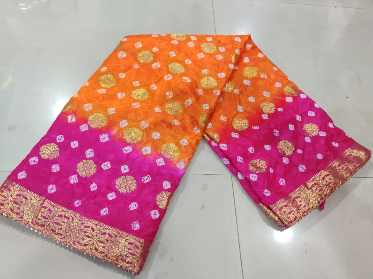 Pure Dolar Buti Tapeta Silk Zari Gotapatti Work Saree, IR