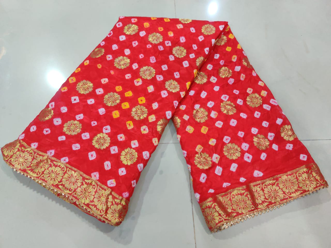 Pure Dolar Buti Tapeta Silk Zari Gotapatti Work Saree, IR