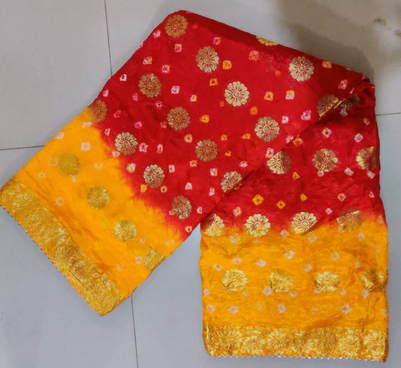 Pure Dolar Buti Tapeta Silk Zari Gotapatti Work Saree, IR