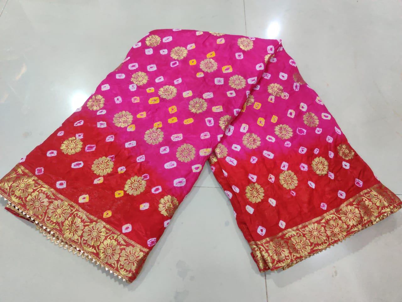 Pure Dolar Buti Tapeta Silk Zari Gotapatti Work Saree, IR