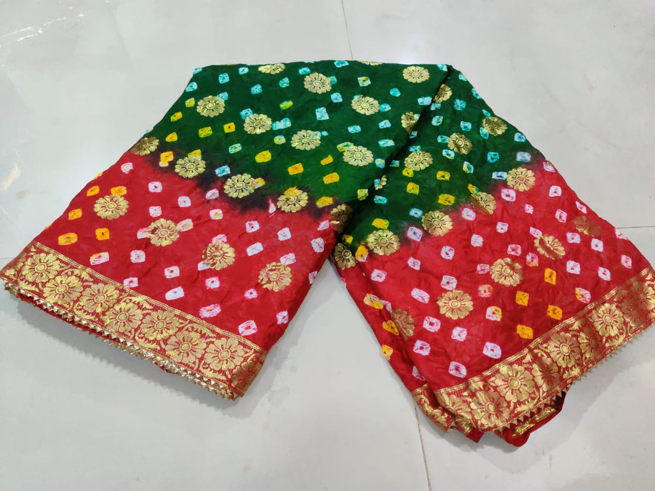 Pure Dolar Buti Tapeta Silk Zari Gotapatti Work Saree, IR
