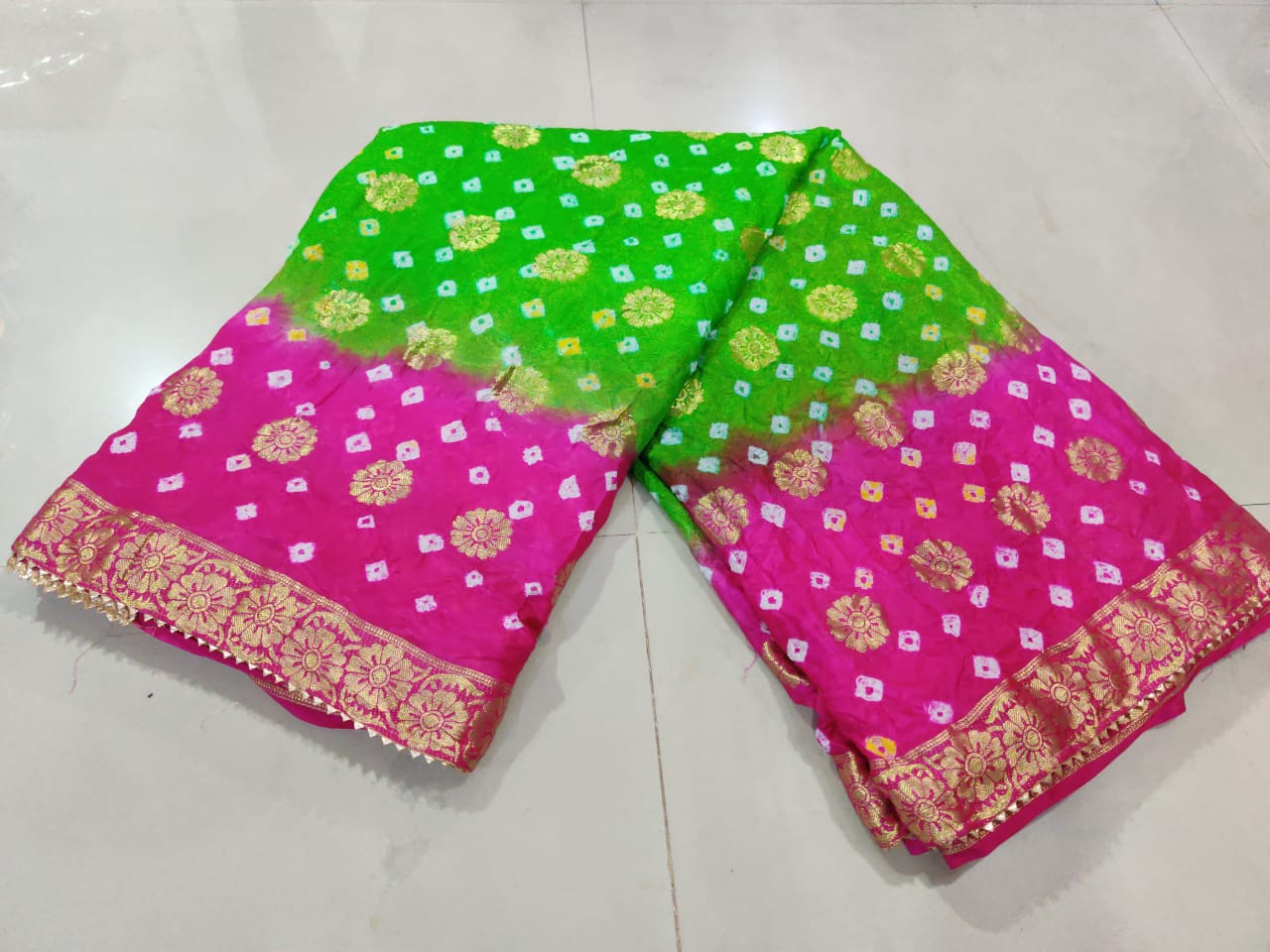 Pure Dolar Buti Tapeta Silk Zari Gotapatti Work Saree, IR