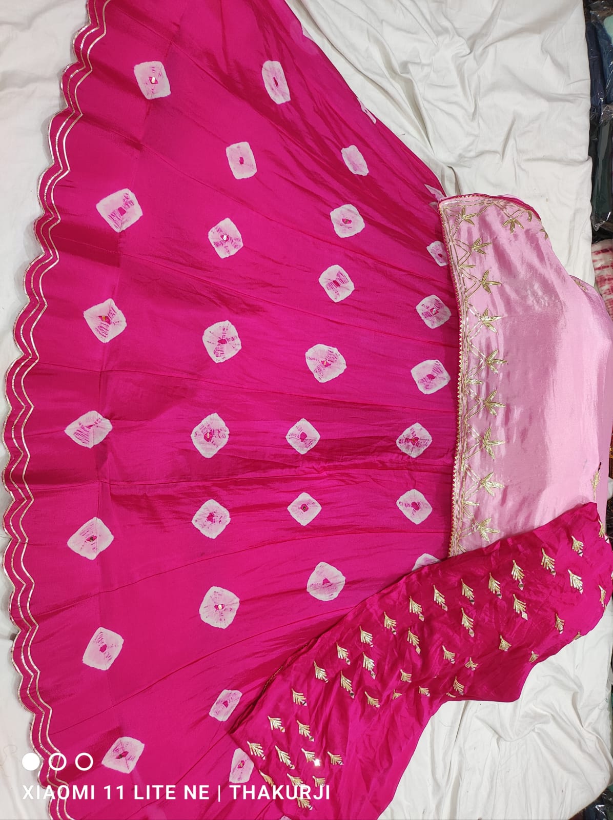 Pure Chinon Gulti Bandhej Gotapatti Work Lehenga Nr Kml Rani