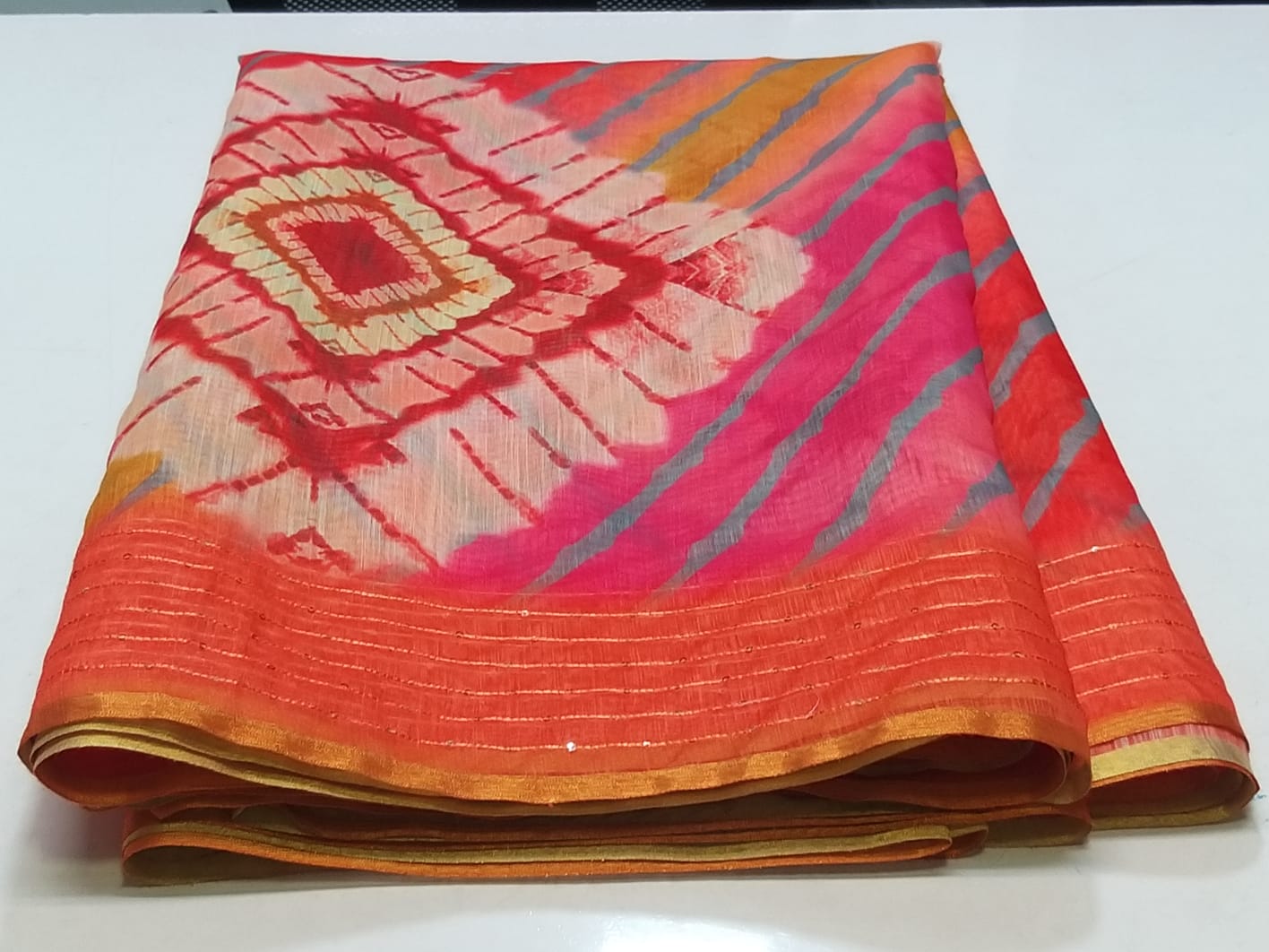 Pure Soft Cotton Summer Rimzim Leheriya Digital Print Saree, OR, RR