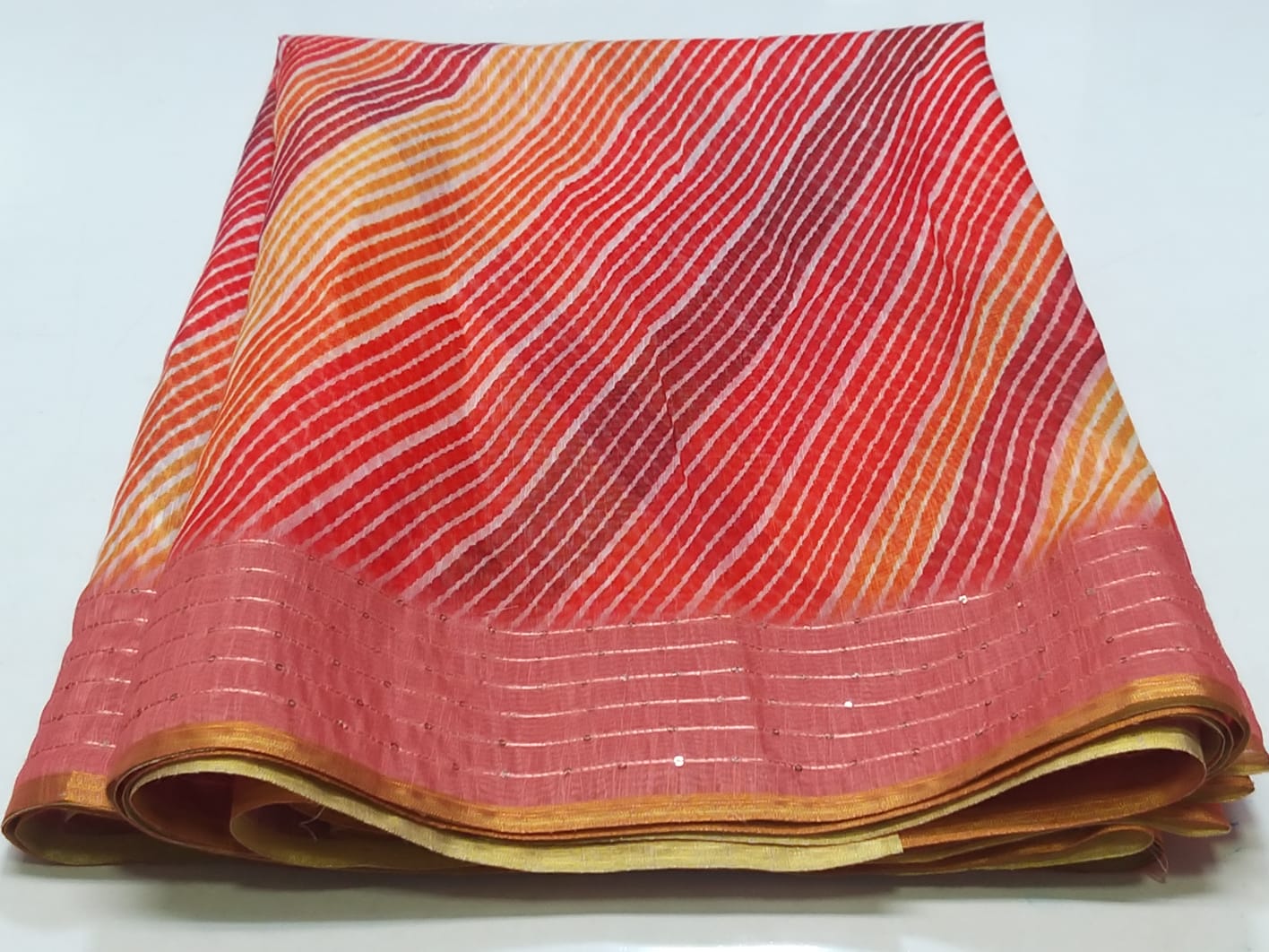 Pure Soft Cotton Summer Rimzim Leheriya Digital Print Saree, OR, RR