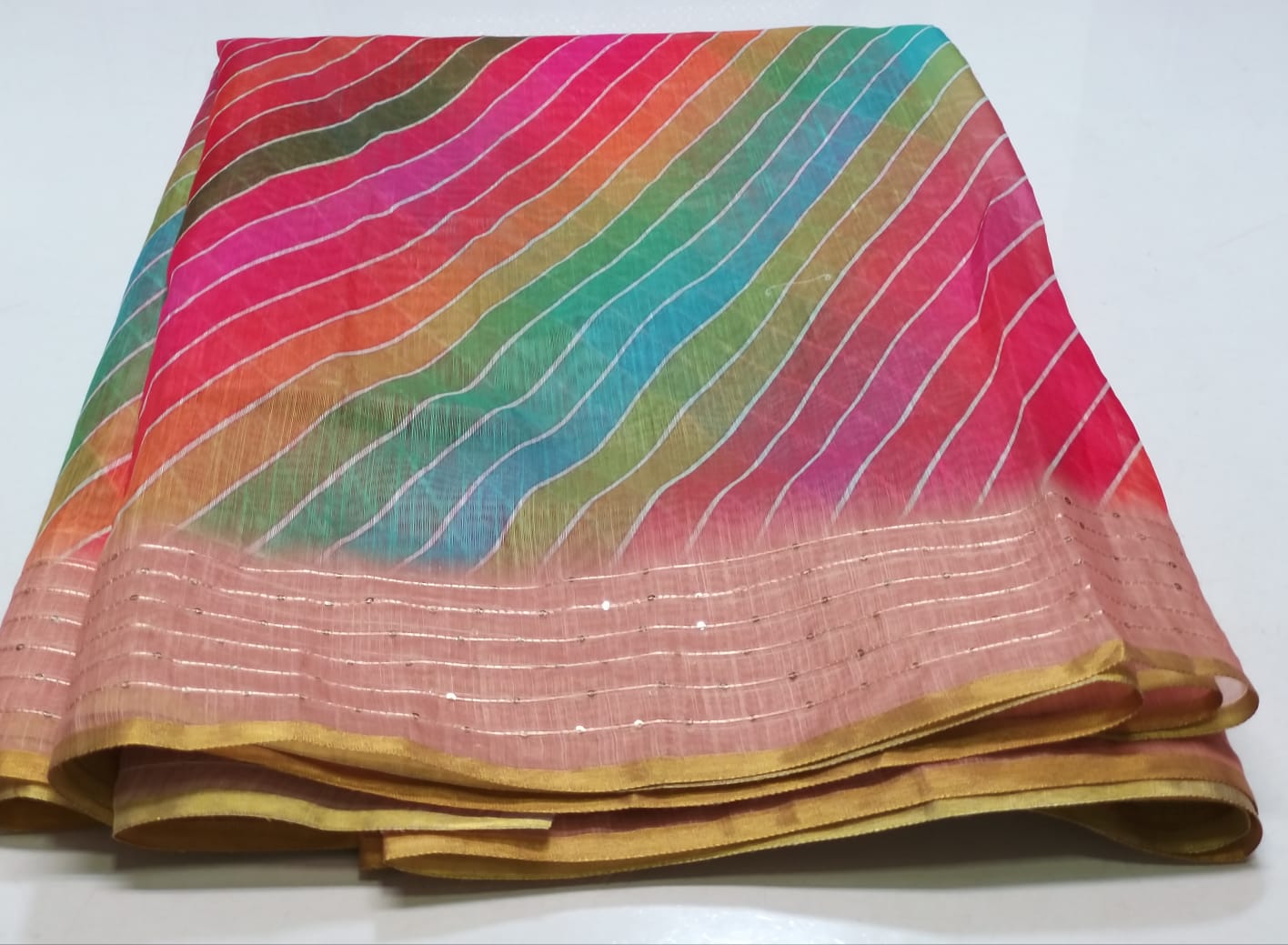 Pure Soft Cotton Summer Rimzim Leheriya Digital Print Saree, OR, RR