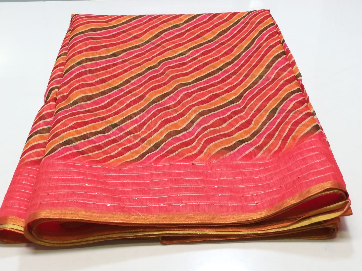 Pure Soft Cotton Summer Rimzim Leheriya Digital Print Saree, OR, RR