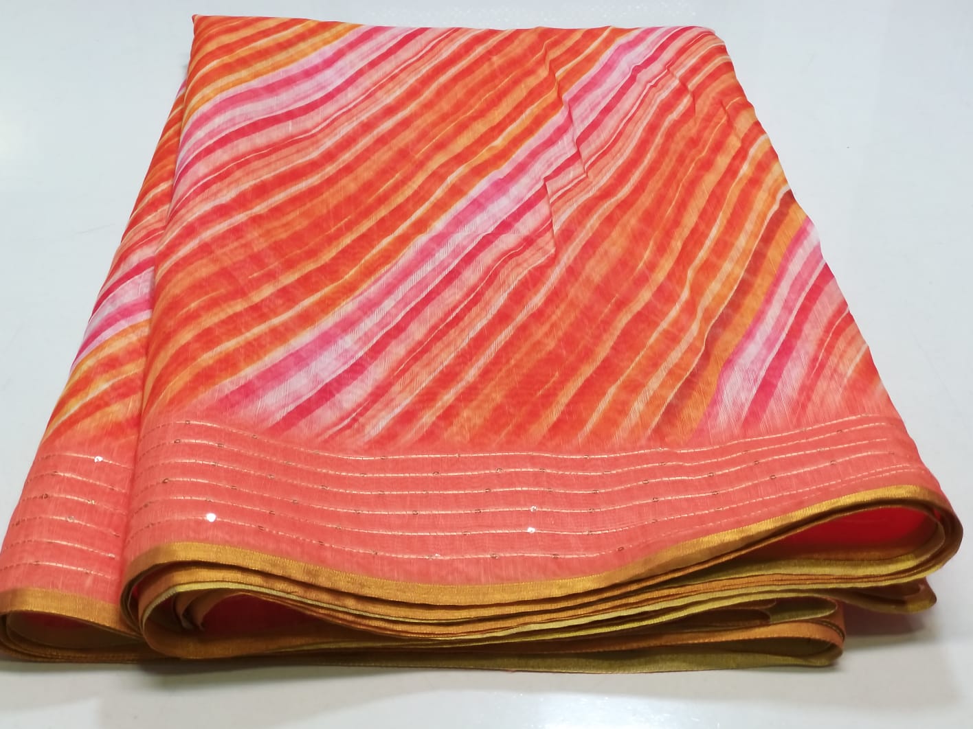 Pure Soft Cotton Summer Rimzim Leheriya Digital Print Saree, OR, RR