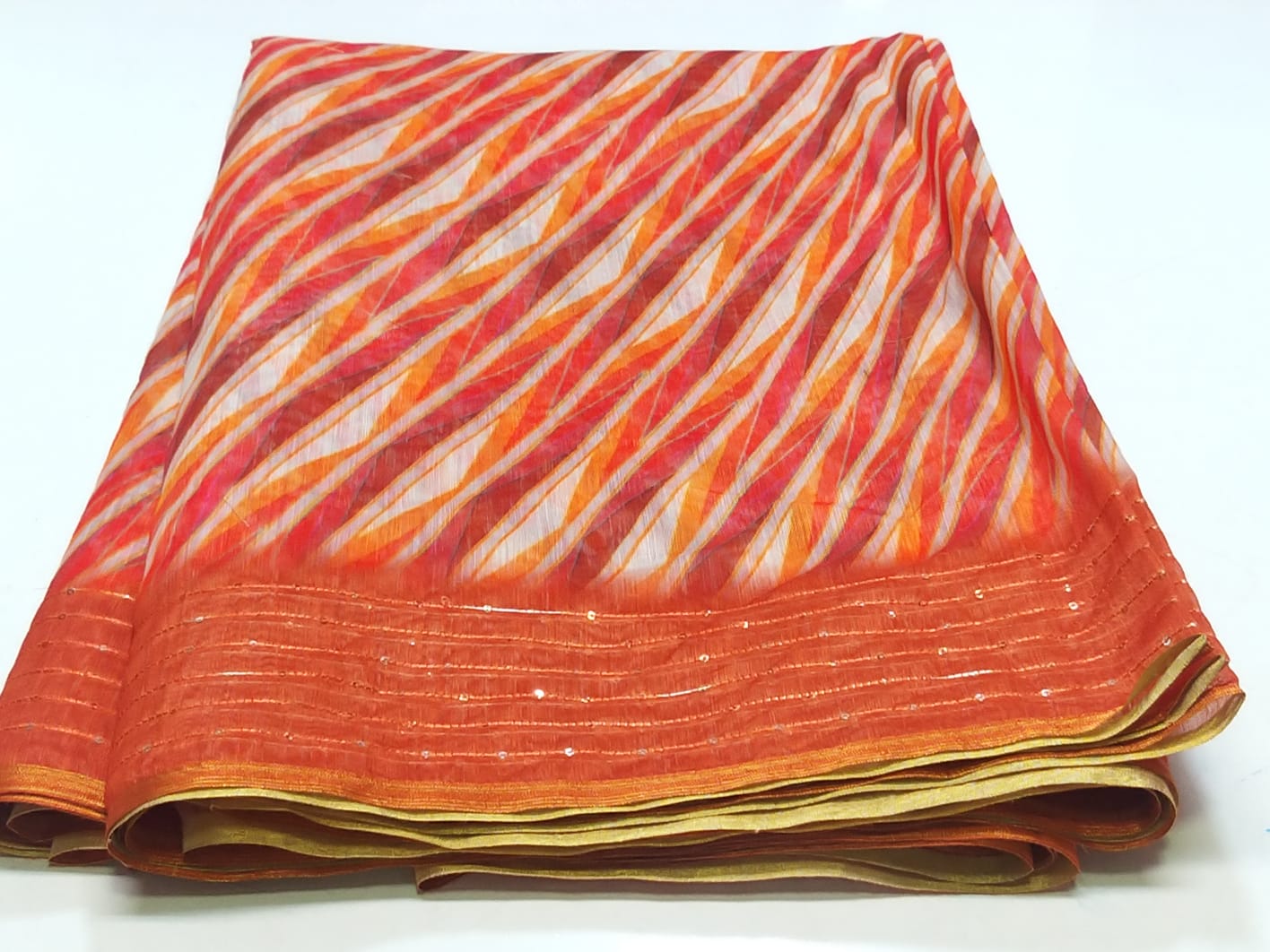 Pure Soft Cotton Summer Rimzim Leheriya Digital Print Saree, OR, RR