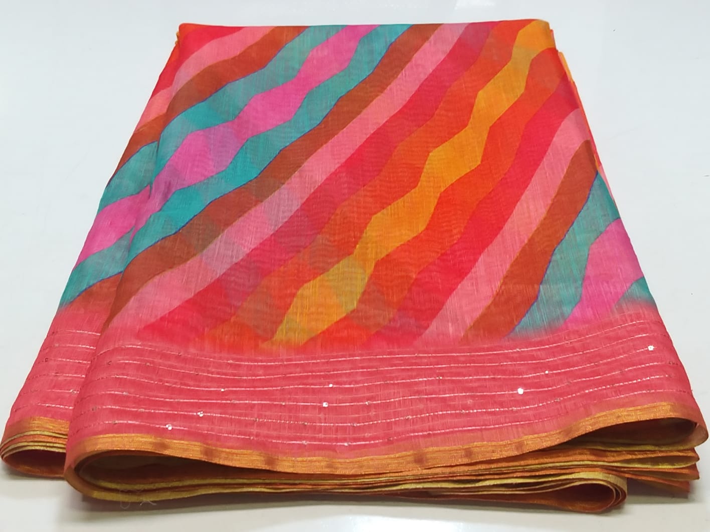 Pure Soft Cotton Summer Rimzim Leheriya Digital Print Saree, OR, RR