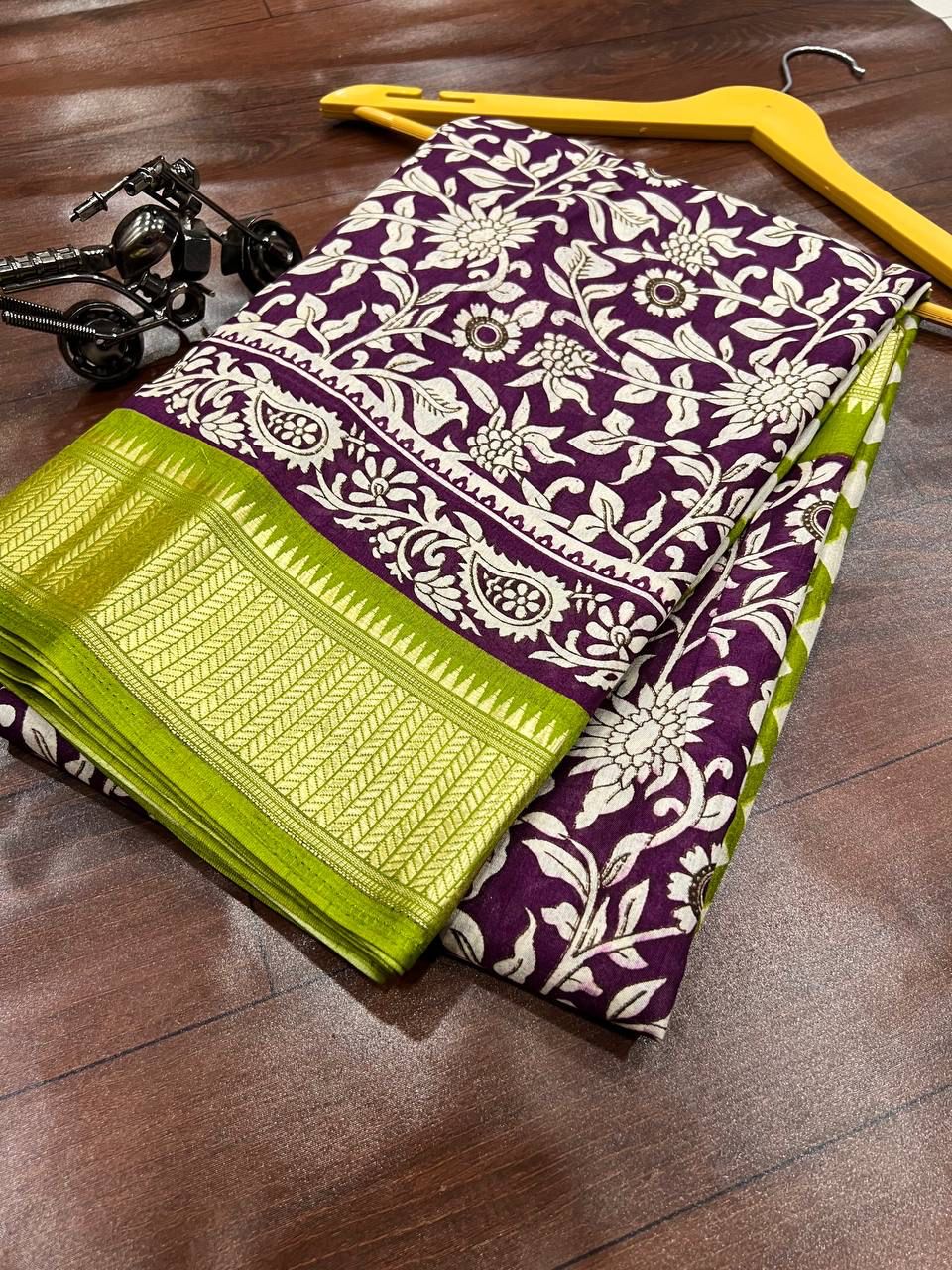 Benny creppy soft smooth with jequard border saree, VJT, OR
