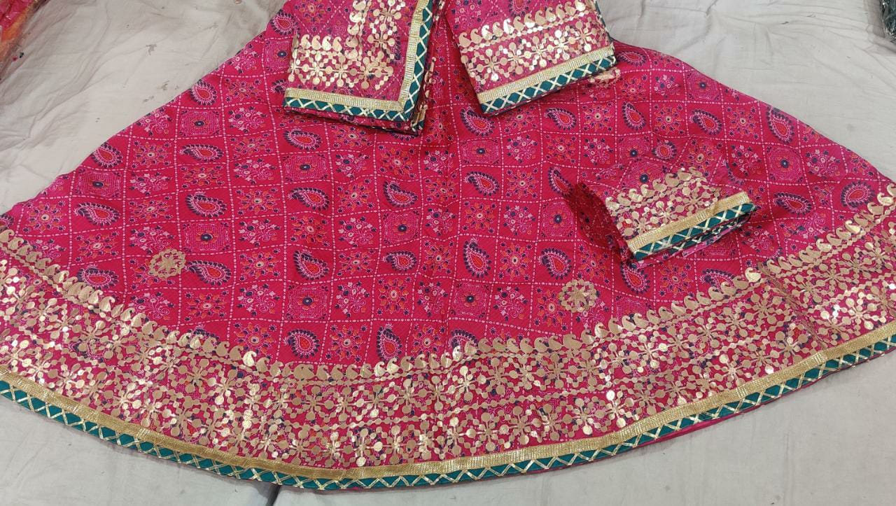 Rajasthani Kotta Doriya Traditional Potola Print With Gota Patti Work Lehenga Kml Or Lehenga