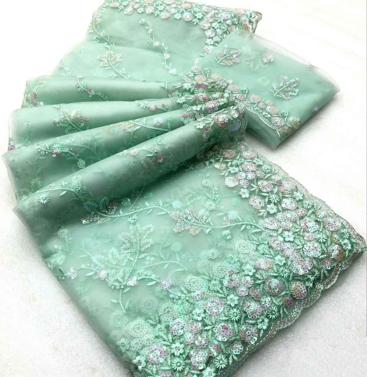 Heavy quality butterfly net with beautiful sequence embroidery work saree, KCPC, OR
