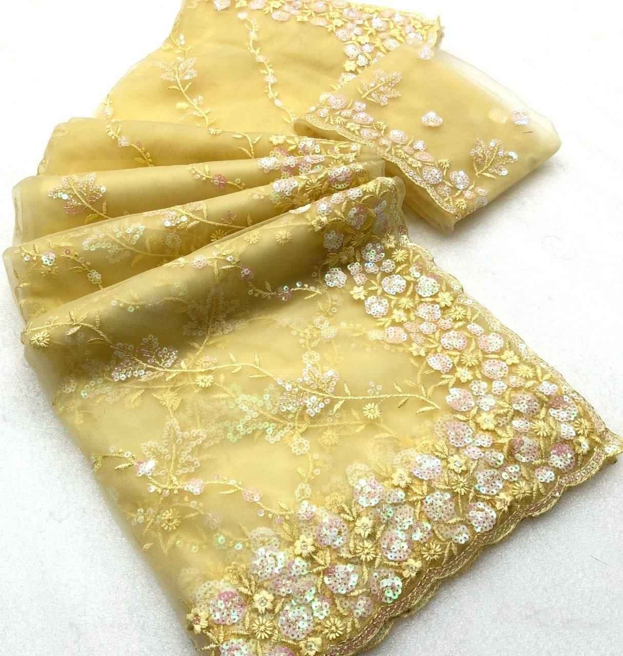 Heavy quality butterfly net with beautiful sequence embroidery work saree, KCPC, OR