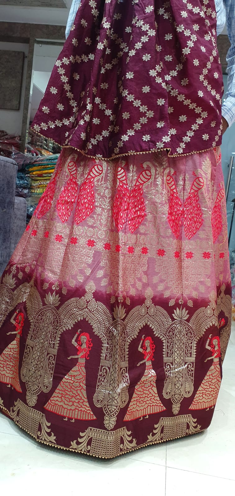 Pure banarasi dolo silk with zari work lehenga, KML, OR