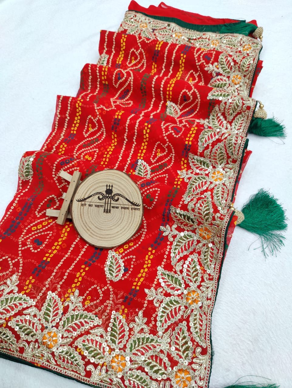 Heavy Pure Chunri And Muthda With Attractive Work Saree Vjt Nr Saree