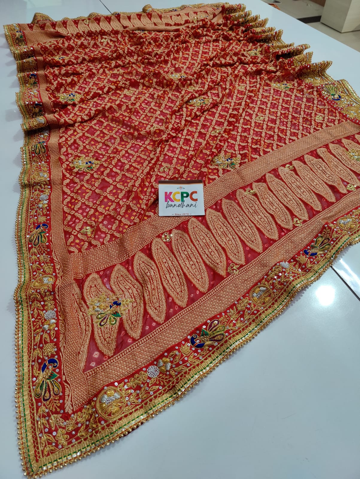 Marwadi bhaat chunri Pure khaddi Georgette upada junglaw neemzari chunri, KCPC, NR