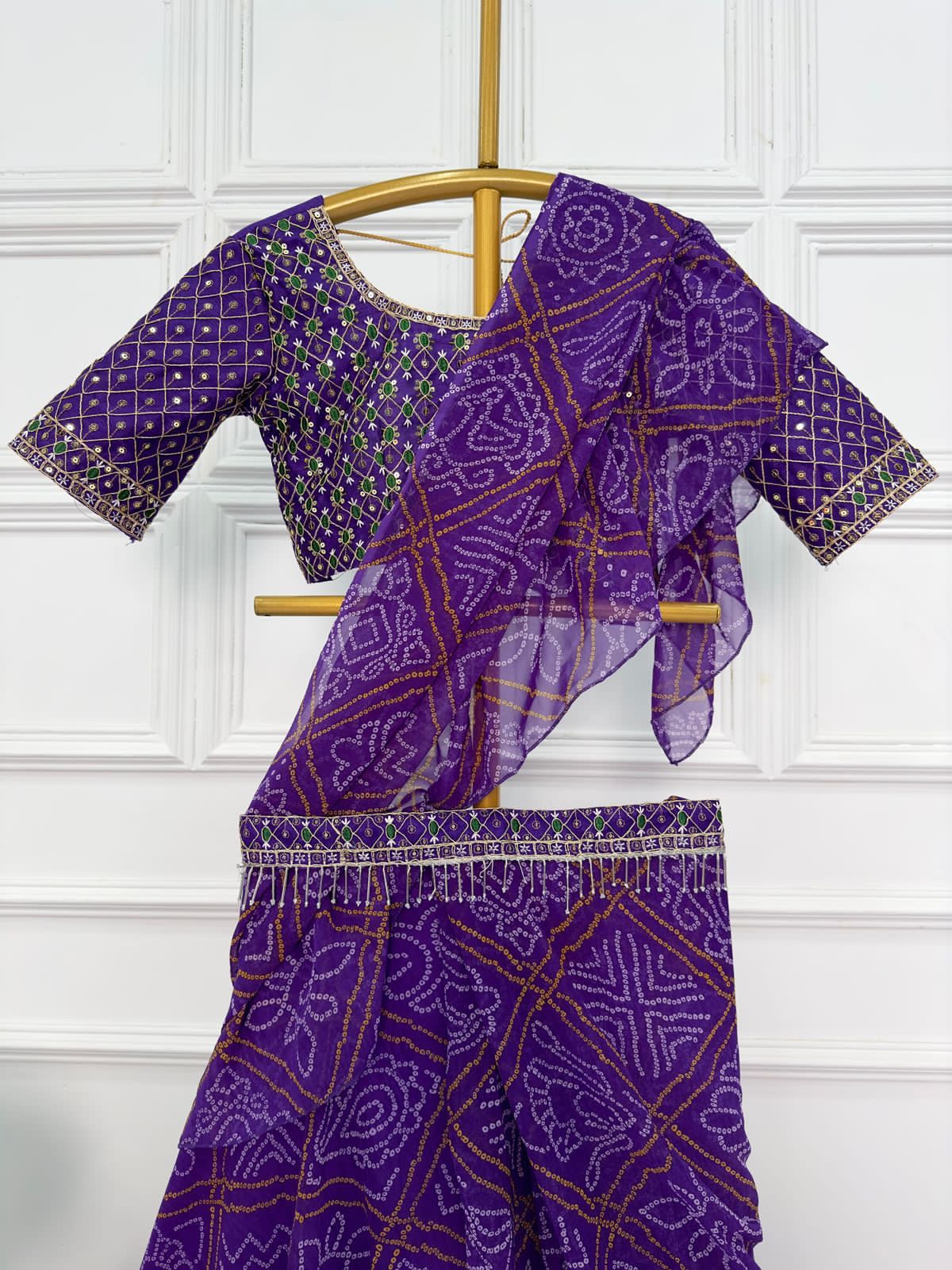 Heavy Georgette with bandhani lehnenga saree with embroidery pallu saree, VJT, NR