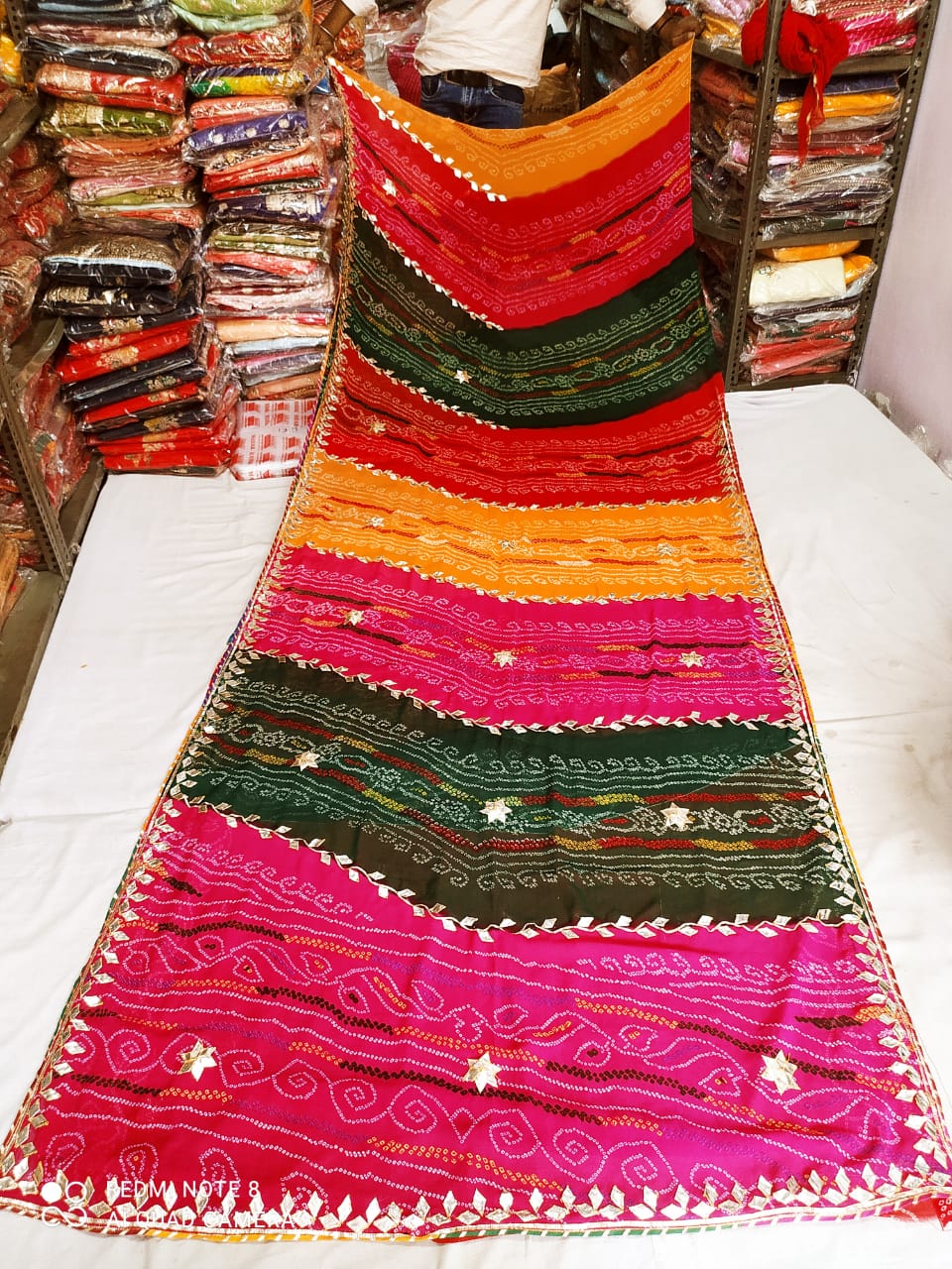 Pure Moss Georgette With Bhandej Beautiful Hand Gota Patti Work Saree Mhs Nr Saree