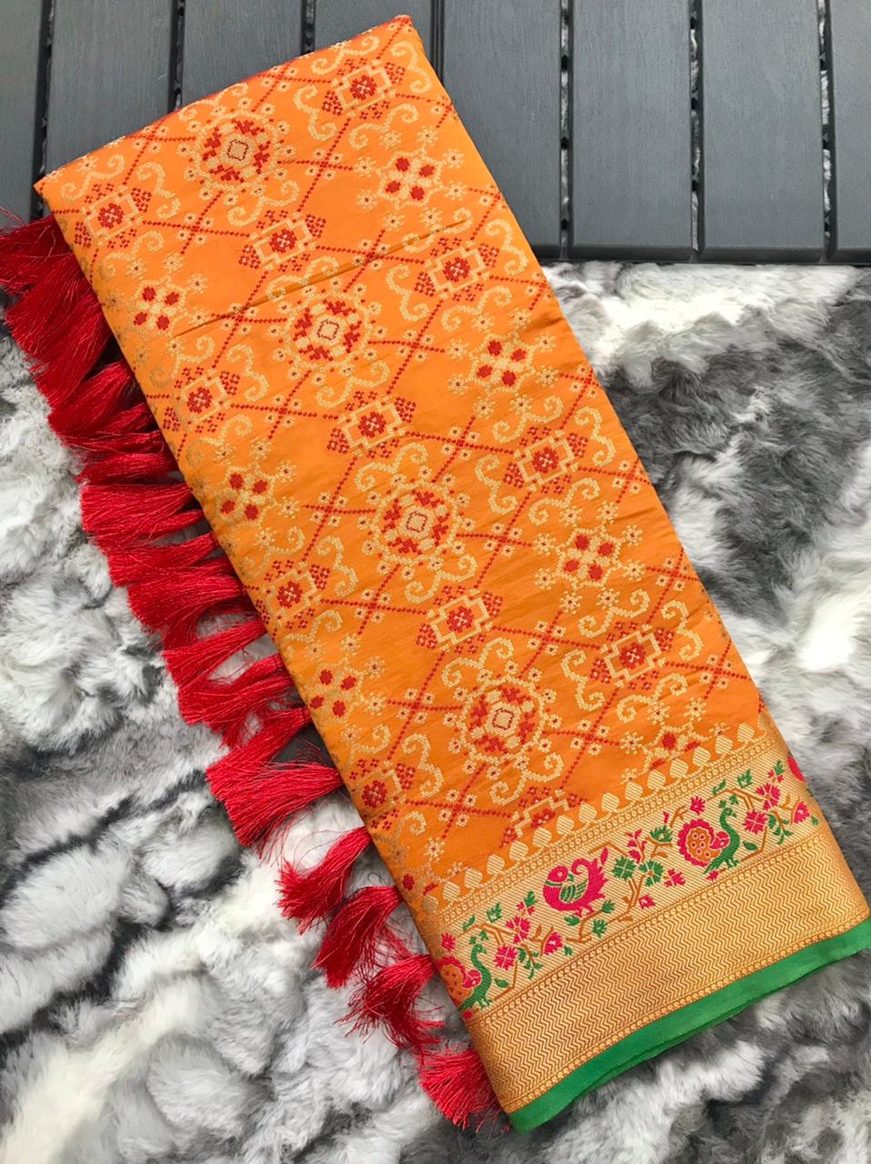 New Collections Pure Patola Silk Saree Ygs Or Yellow