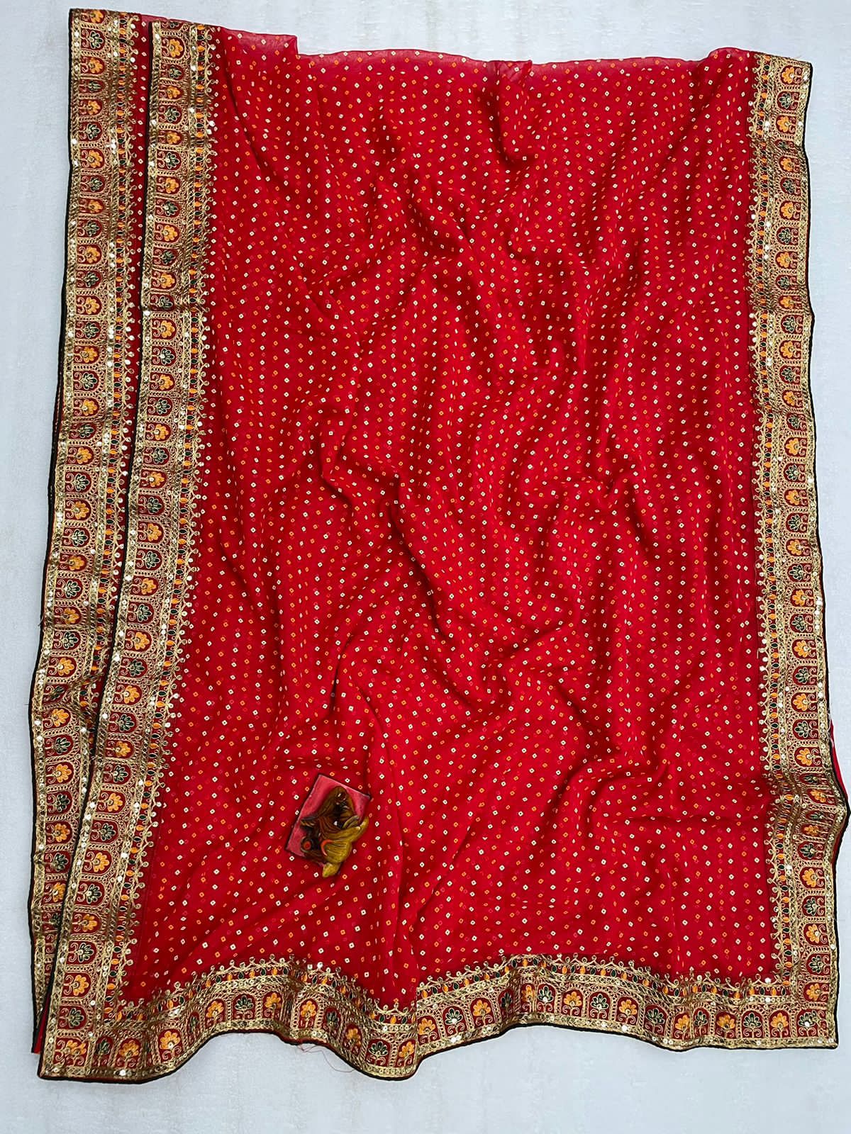 Pure Georgette With Khadi Printed Heavy Codding Sequence Lace Saree Vjt Or