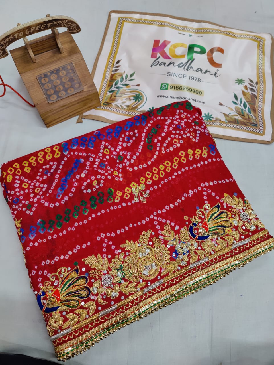 Pure Ojariya Handwork Zardoji Kolkata Special Marwari Chunri Odhna
