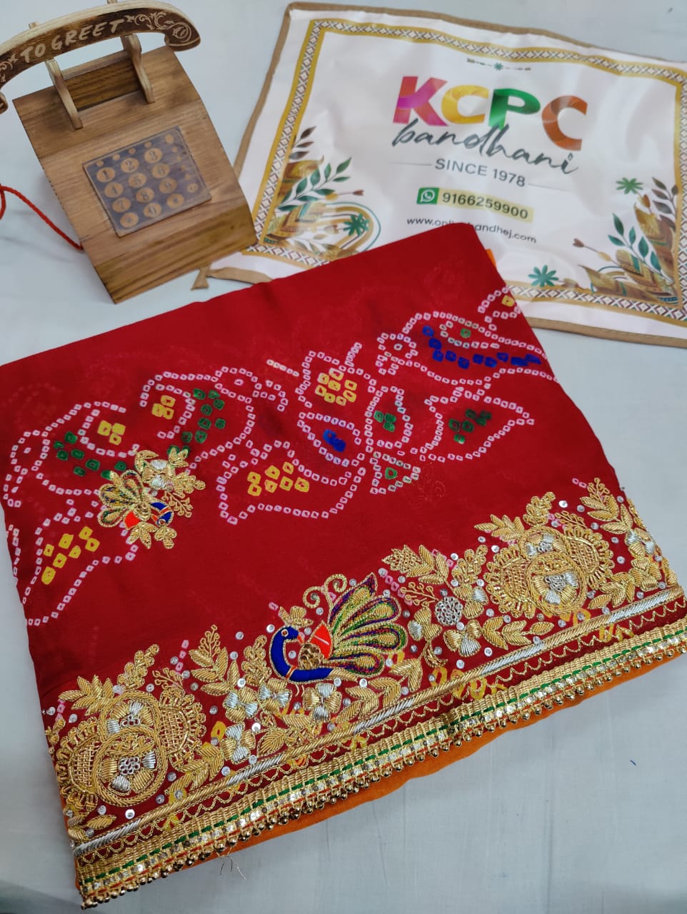 Pure Ojariya Handwork Zardoji Kolkata Special Marwari Chunri Odhna