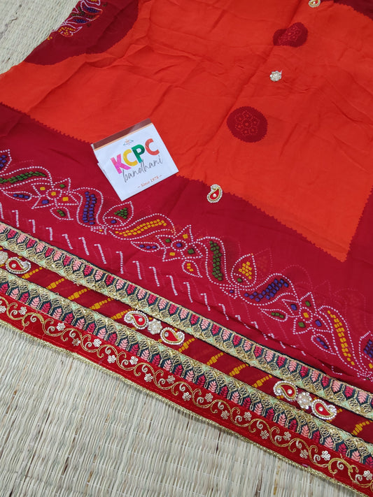 New Pure Georgette Marwadi Pila Dupatta For Pooja Traditional Wedding Chunri Purpose