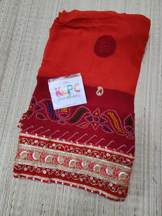 Latest Pure Georgette Marwadi Pila Dupatta For Pooja Traditional Wedding Chunri Purpose
