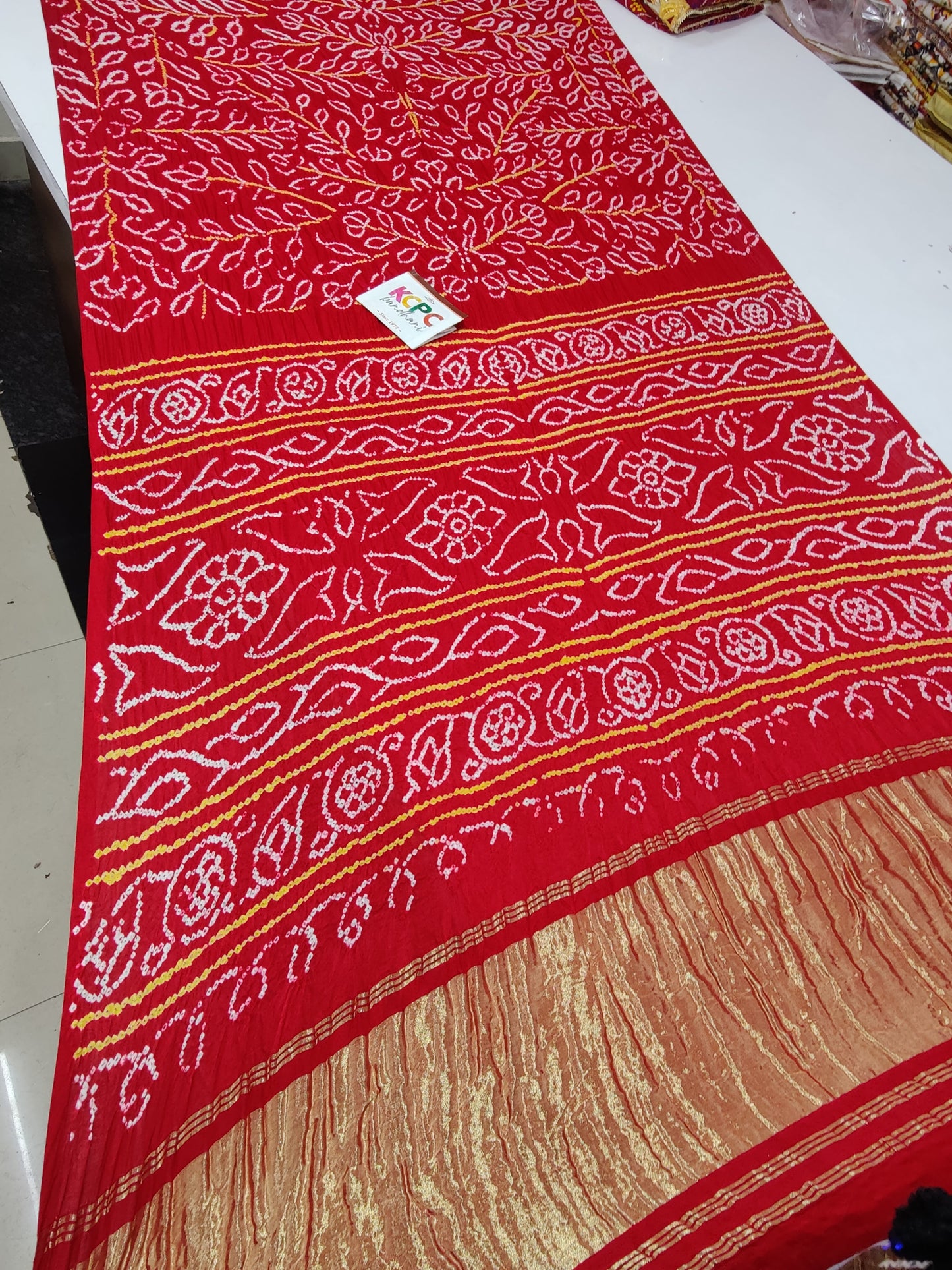 Pure Gaji Silk RaiDana Bandhej Saree With Blouse