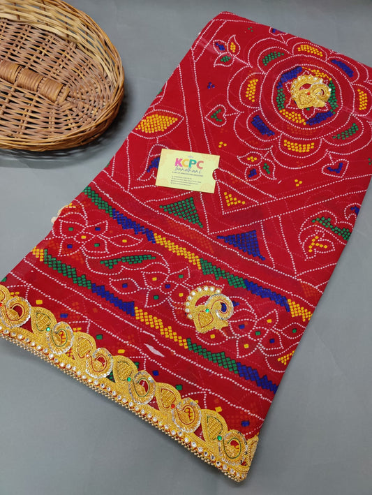 Ethnic Marwadi Designer Bhandhani Heavy Belbuti odhna