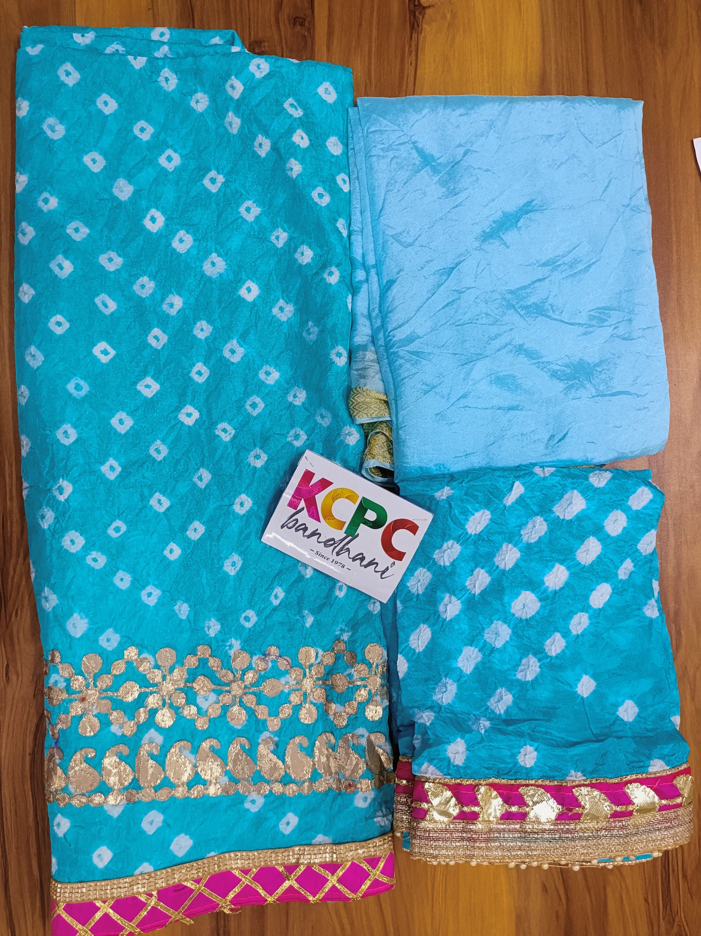 New arrival Art silk bandhani with gotapatti work salwar suit material