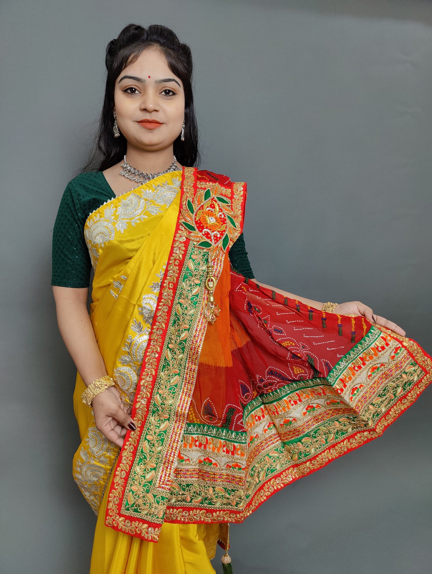 New Rajsthani marwadi pure Georgette piliya broach odhna stole