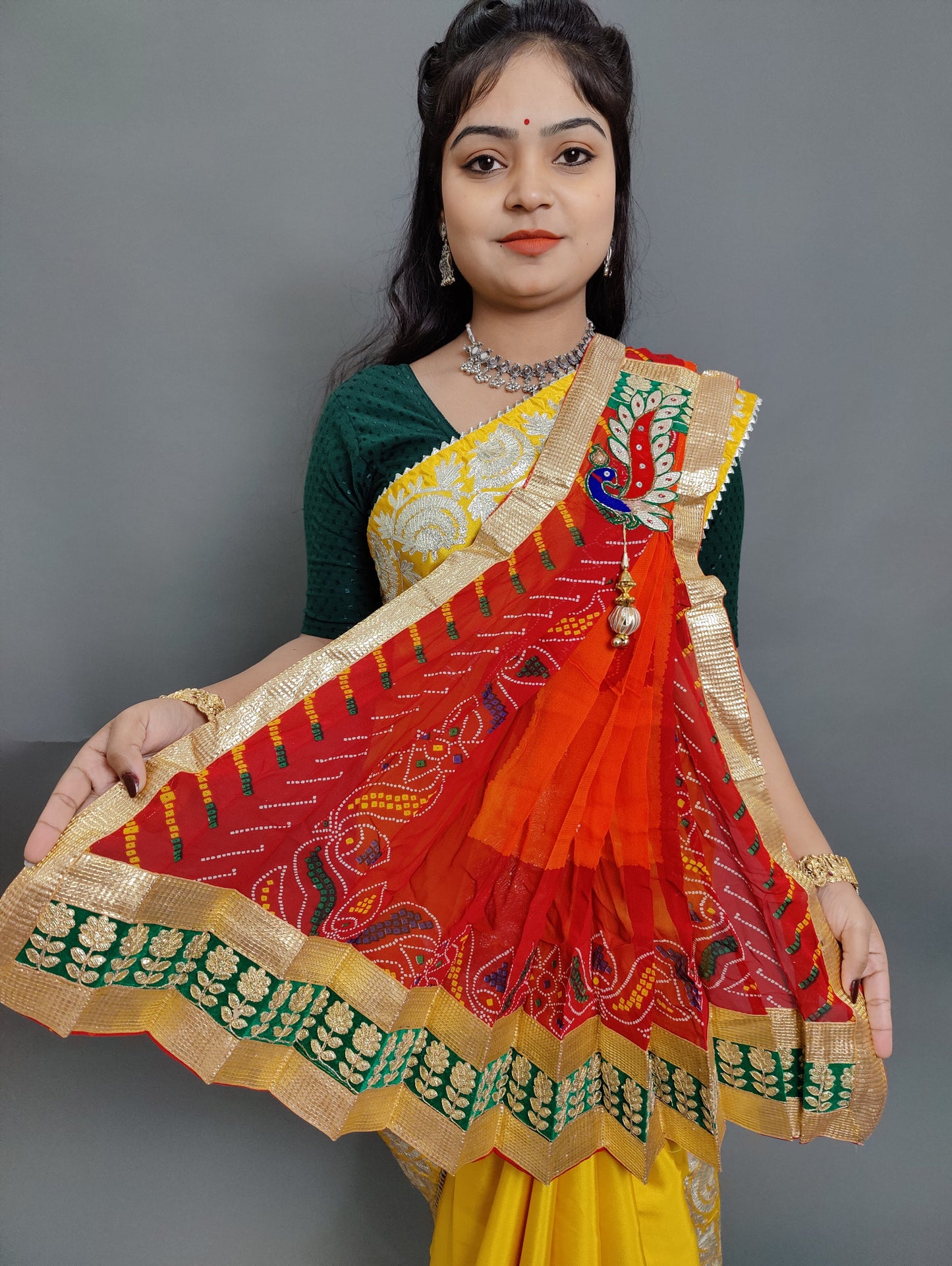 Latest Rajsthani marwadi pure Georgette piliya broach odhna stole