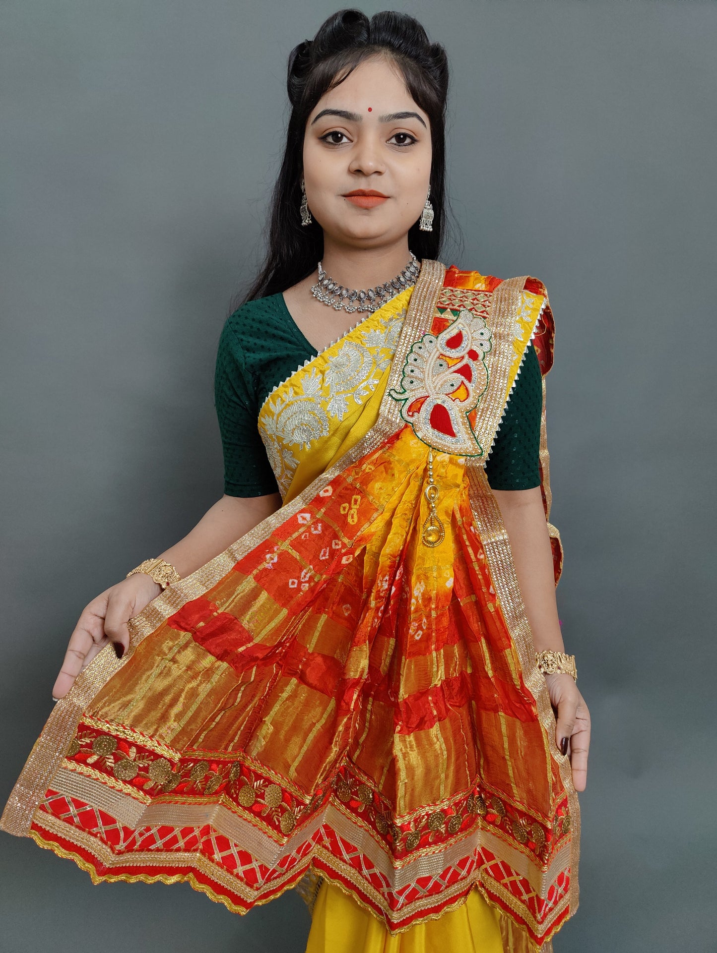 New Rajsthani marwadi Gharchola silk chunari broach odhna stole