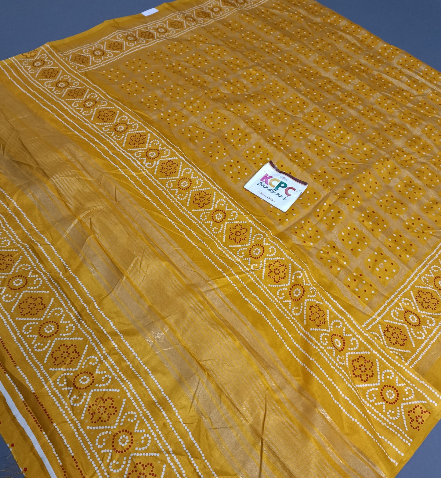 Pashmina Cotton Silk bandhani Special Saree with gold foil print saree