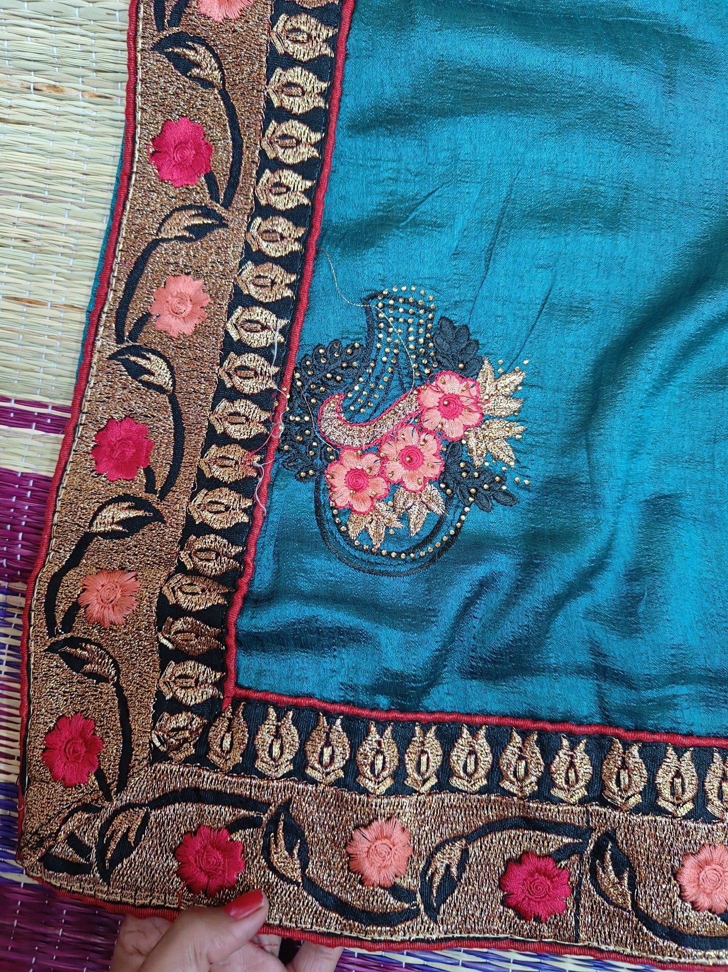 Latest collection pure silk with heavy embordiery work saree