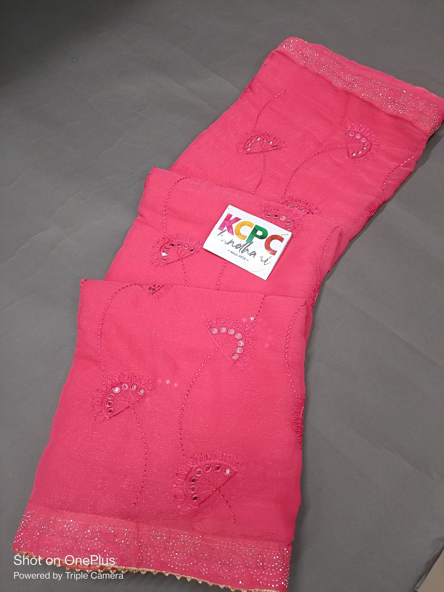 Latest pure chiffon fabric with Kashida embroidery work saree