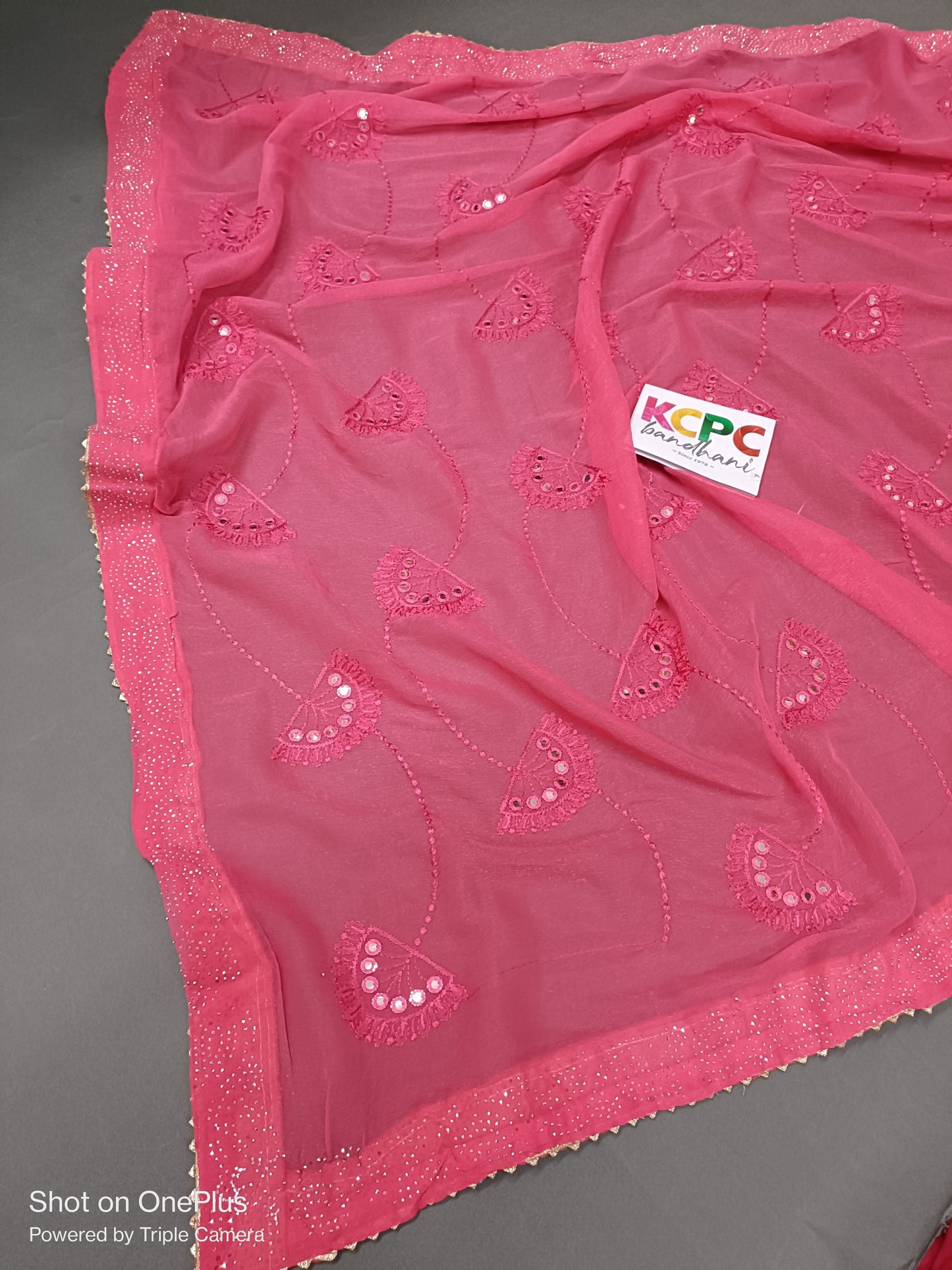 Latest pure chiffon fabric with Kashida embroidery work saree