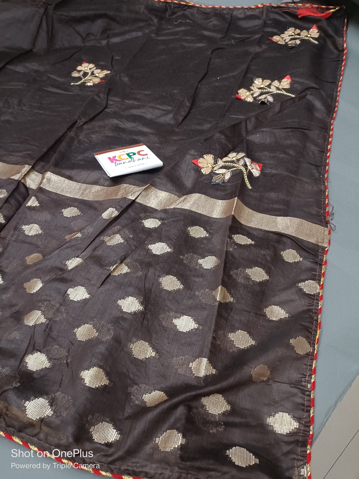 Pure cotton banarasi silk fabric with gotapatti work saree