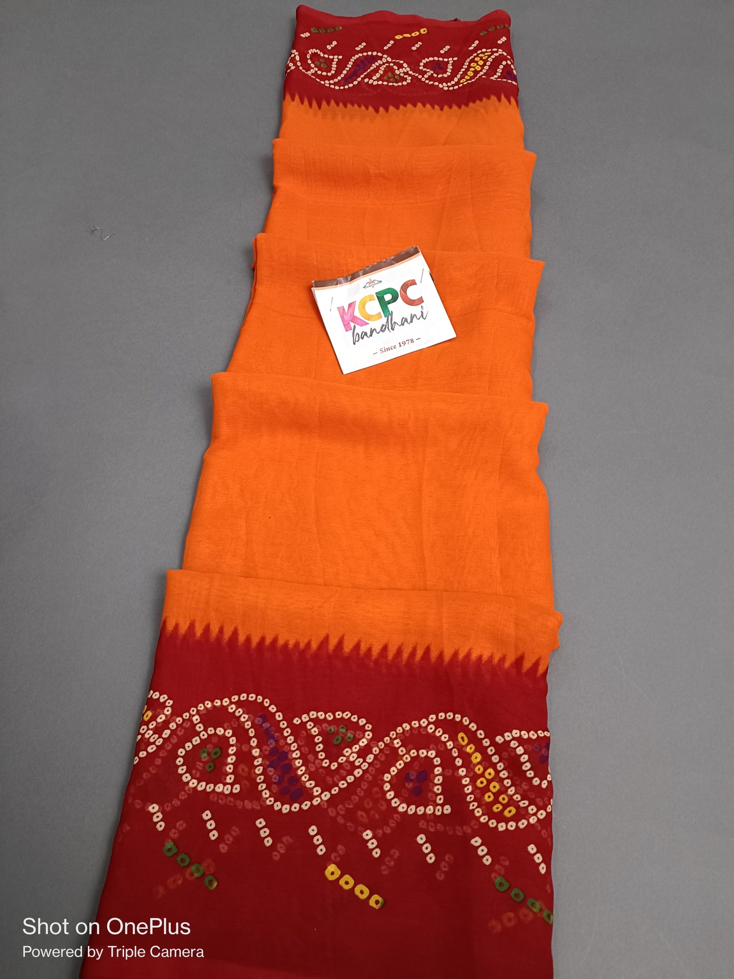 Jaipuri Traditional Marwadi Chunri Saree in Ranial Moss Fabric with blouse