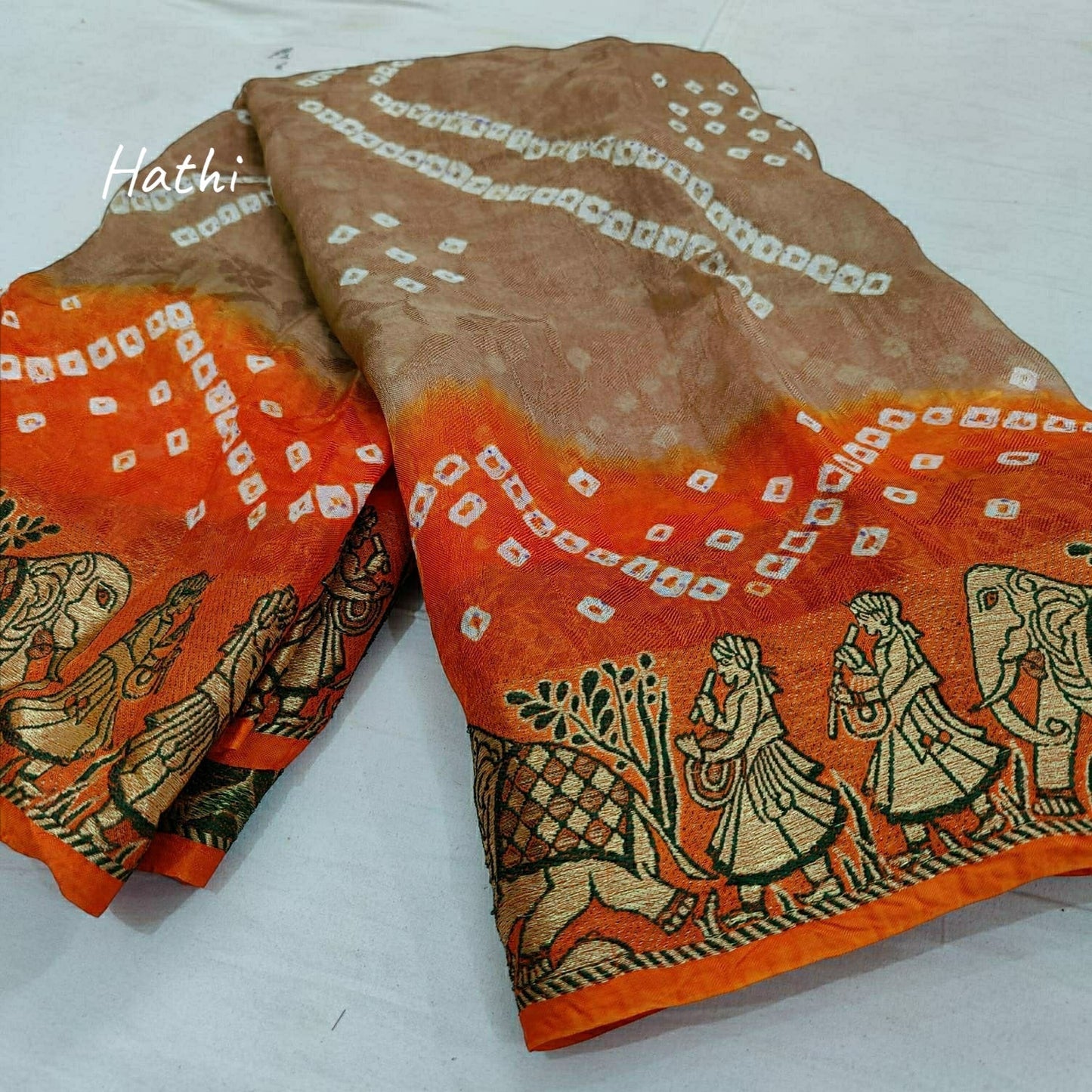 Hathi : Viscos Silk Bandhani Saree