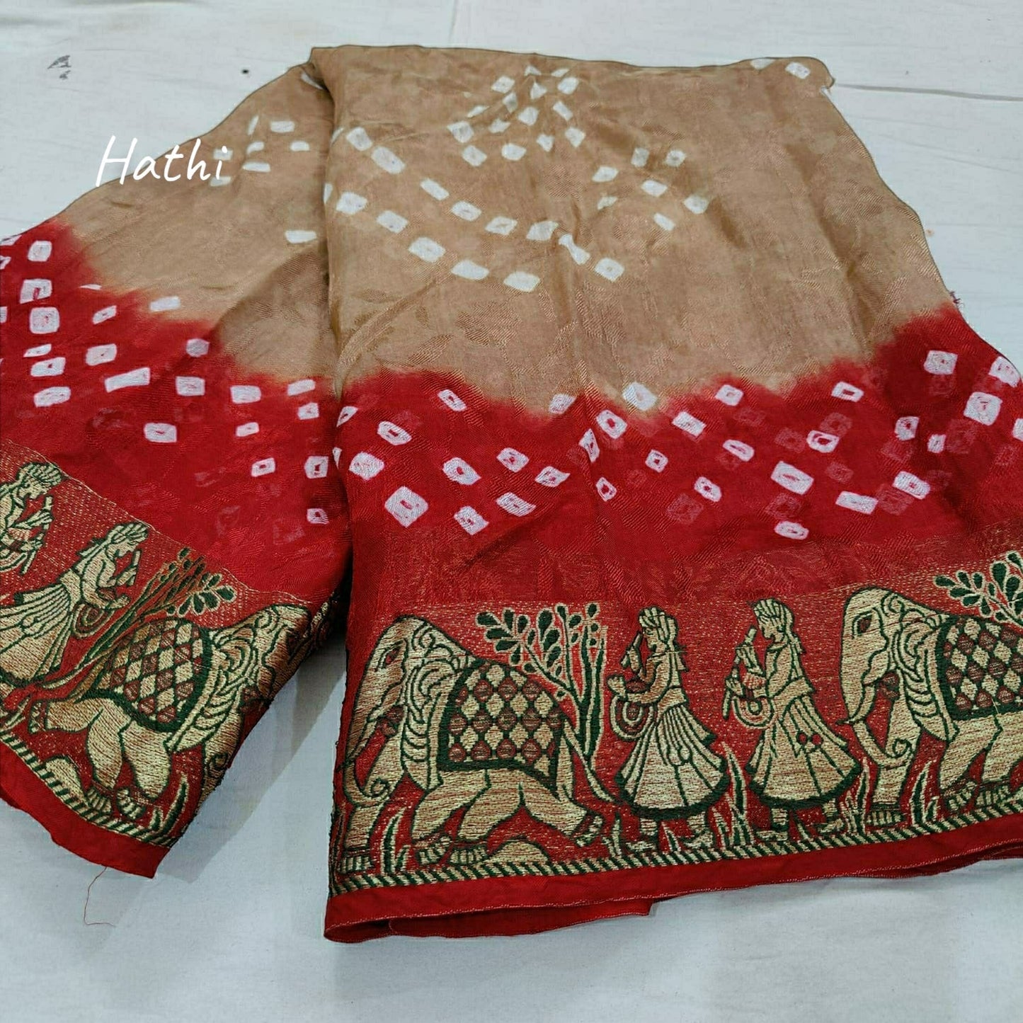 Hathi : Viscos Silk Bandhani Saree