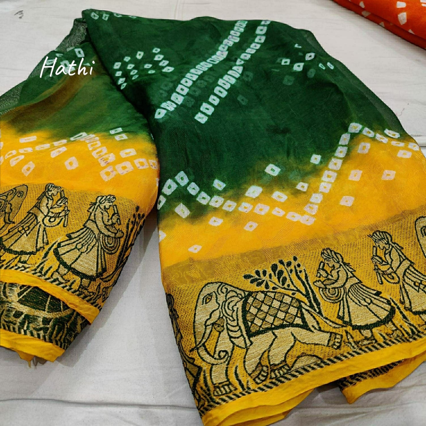Hathi : Viscos Silk Bandhani Saree