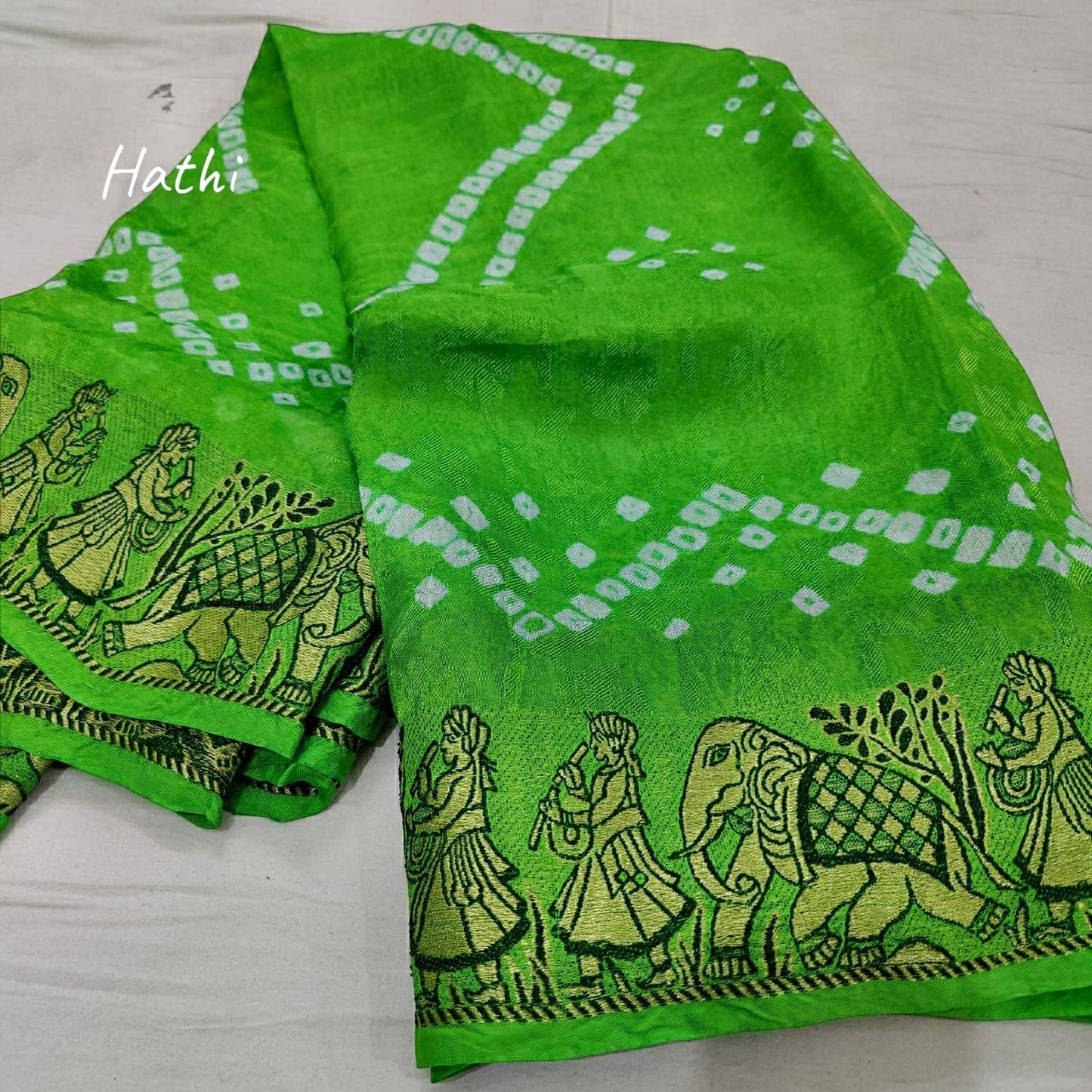 Hathi : Viscos Silk Bandhani Saree