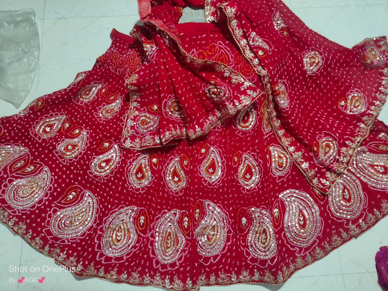Pure Ojariya Chinon Raibandhej Zero Gotapatti Original Jaipuri Work Lehenga Set Nr Satis Red Lehenga