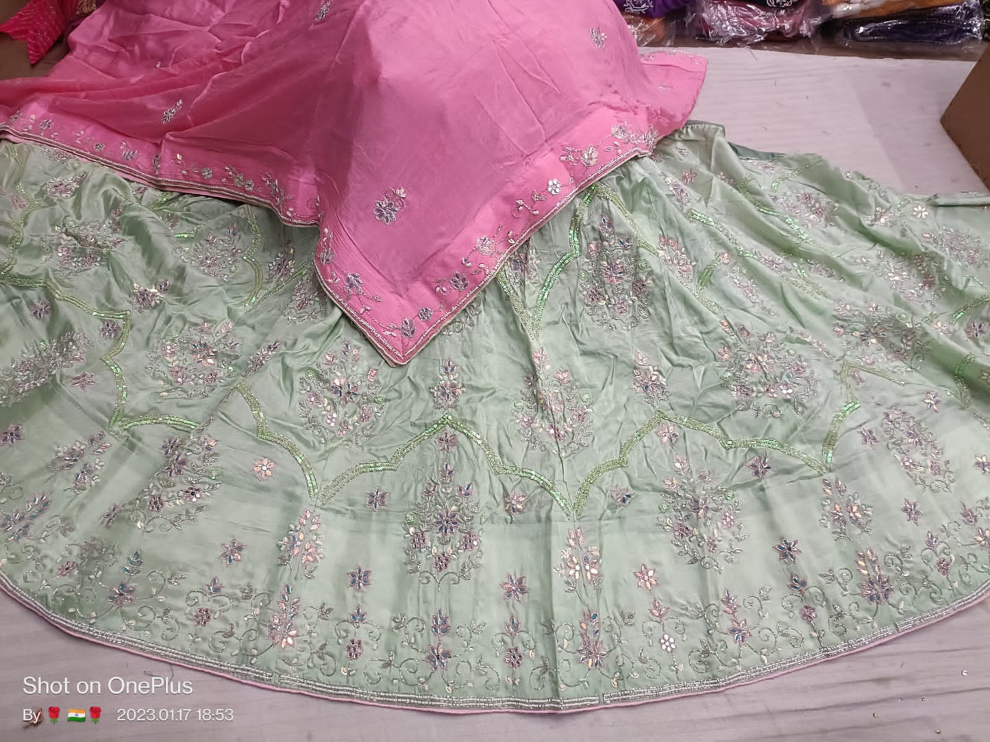 Latest Designer Pure Upara Silk Lehnga With Hand Work Full Hevy With Pure Chinon Fabric Duptta Nr